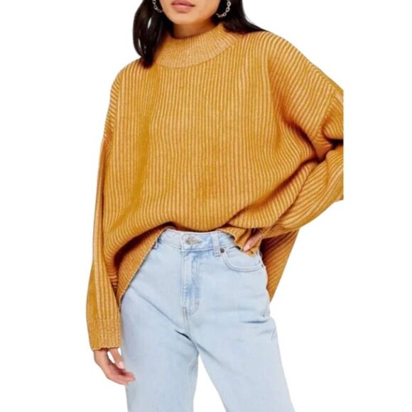 Topshop Oversized Slouchy Relaxed Fit Drop Shoulder Cozy Mock Neck Sweater 4-6 - Picture 15 of 15